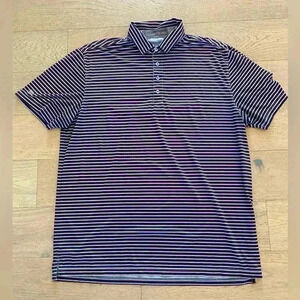Matte Grey Striped Golf Polo XL
